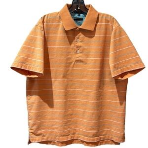 Fairway Outfitters Orange Striped Collared Golf Polo Shirt Men’s Large